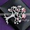 Exquisite tree shape gold plated crystal fashion ladies brooch pin