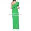 ladies wear prom dress for fat women one shoulder ruffles wedding dress emerald green evening dress tight waist ruffle dresses