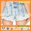 Bule Sky Color Button Fly In Bulk Cotton Women Denim Shorts