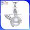 Personalized 925 Sterling Silver Fresh Water Natural Pearl Rabbit Bunny Pendant Necklace