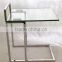 Modern style stainless steel coffee side table sofa side table with tempered glass top square end table