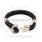Popular Punk Style Fashion Red & gold filled Braided Leather Wholesale ccb Clasp Braided Leather Bracelet,gold bracelet