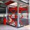 Customizable rail guiding hydraulic elevated work table for cargoes lifting