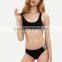 Two-piece-outfits latest fashion design women clothing Black Cutout Racer-back Lingerie With Panty