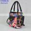 latest fashion style printing fabric handbag match pu leather