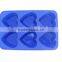 Hot Sale !! Blue Color Heart Shape 6 Cups Non-stick Cake Mould Silicone Cookware