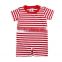 Wholesale summer knit children cloth 95% cotton 5% spandex newborn baby clothes striped short sleeves boys bodysuit baby rompers