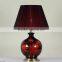 high quality dressing flower pattern red ceramic table lamps with empire lampshade for living room decor