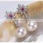 new design Zircon 925 sterling silver drop hook pearl earring