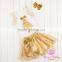 Latest new alibaba fashion design photo small baby girls holiday short frocks lace fabric gold sequin dress