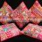 Indian Red TOSS PILLOW CUSHION COVER EMBROIDERED Gift India COLORFUL Decor THROW Art 16" vintage Home Decor