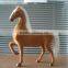 Brown White Standing Horse Realistic Replica Figurine Furry Animal Racing Pony