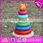 2017 new design colorful bear educational wooden baby stacking rings W13D137