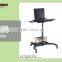 High quality notebook table with wheels, office laptop table cart with shelf