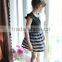 2015 summer girls dress girls cute princess stripe dress 3D flower boutique party costume children clothes dress for girl