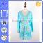 Hollow-carved front deep neck sexy design famous lady wear cotton lace dress