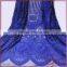 Blue fashion nylon big pattern tulle embroidery mesh swiss lace fabric