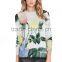 Digital printing knitted pullovers womens cardigan sweater
