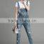 autumn new style high quality washed damaged bib pants customized