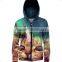 Fashion Design Womens 3D Animal Print Hoodie All Over Sublimated Full Zip Hoodie Dye Sublimation Printing Hoodie Wholesale