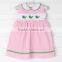 2017 Spring New Arrive Little Girls Easter Clothes Smocked Whale Collared Jummper Pink Gingham Dress