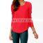 CHEFON Women essential a line long sleeve chiffon Curved Hem Blouse CB0044