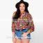 2017 new design women long sleeve off shoulder chiffon loose blouse & top sweet floral print shirt