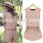 T-JP009 Chiffon Cut Back Out Tight Waist Mini Length Women Jumpsuits