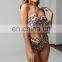 Leopard print sexy tube top high waist split bikini women swimwear