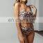 Leopard print sexy tube top high waist split bikini women swimwear