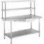 201 304 Stainless Steel Work Bench with under Shelf Splash Back