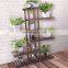 Carbonized Wood Plant Stand Holder 6 Tier High Low Shelf Space Saving Flower Display Rack For Indoor Outdoor Garden Patio Balcon