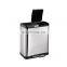 Modern rectangle two compartments stainless steel household recycling pedal bin Soft closing trash can