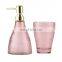 Fashion 3pcs Pink Glass Bathroom Accessories Set