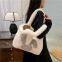 34Autumn and winter plush bag square large capacity Tote women's bag soft handbag shoulder cute rabbit pattern fashion fur bag wholesale