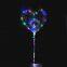 Cheap 18Inch Heart Colourful Lights Flashing Helium Merry Christmas Transparent Led Party Bobo Balloon With Handle Stick
