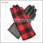 Ladies cheap cute fashion winter warm gloves with plaid cloth