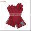 Lady's winter warm red micro velvet gloves with bow