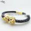 2016 new collection genuine grey python leather bracelet with 18kt PVD plated lion head in 316 stainless steel