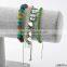 green glass beads heart charm braid and colorful shell string bracelet