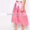 Hot selling women bright solid color pleated puffy stain skirt