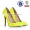 2016 newest best selling unique yellow real leather high-end high heel wholesale warehouse shoes