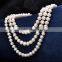white natural pearl fresh water pearl wedding necklace in double strands