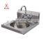 Stainless Steel Hand Wash Sink with Backsplash, NSF Wall Mounted 304 Stainless Steel Commercial Hand Sink