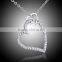 18K White gold long chain heart personalized name female necklace