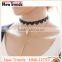 New arrival gold chain black lace choker pearl pendant necklace