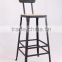 Vintage Industrial Furniture Metal High Chair Dining Chair with Pine Wood Seat