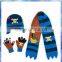 100% acrylic pirate character knitted scarf hat and glove set for boys