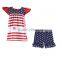 2016 Wholesale kid July 4th clothing outfit boutique ruffle patriotic tunic and shorts outfit cute children summer outfit