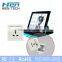 Heat resistant PC universal 3 pin socket double usb wall socket with 2 usb ports